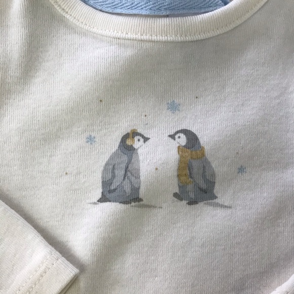Janie and Jack Penguin Bodysuit Shirt Size 0-3 Months Cream Gray - Picture 2 of 5